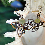 Украшения handmade. Livemaster - original item Copper onyx leaf earrings. Handmade.
