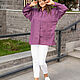 Oversize Linen Shirt with Mandala violet melange embroidery. Blouses. NATALINI. My Livemaster. Фото №5