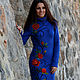 Blue winter knitted wool dress with rose embroidery, Dresses, Murcia,  Фото №1