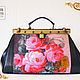 Leather bag handmade beaded Roses, Valise, Moscow,  Фото №1
