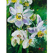 Картины и панно handmade. Livemaster - original item Painting daffodils white oil Gift to a woman. Handmade.