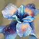 Oil painting on canvas "Iris flower after rain"
