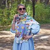 Аксессуары handmade. Livemaster - original item Felted women`s scarf.Lightweight felted stained glass scarf made of silk and wool. Handmade.