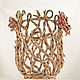 Ажурная плетеная ваза `Веревочная`. Выста 25 см. Плетеная керамика и цветы в керамике Елены Зайченко