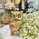 Golden brown owl with sequins, Christmas decorations, Chelyabinsk,  Фото №1