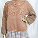 Вязаный свитер с цветами. Свитеры. Knit by Heart - Вязаная одежда 富. Ярмарка Мастеров.  Фото №6