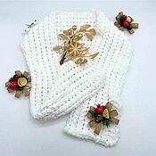 Аксессуары handmade. Livemaster - original item Scarves: Plush yarn Scarf (white). Handmade.