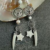 Украшения handmade. Livemaster - original item BOHO-chic earrings with pearls and mother of pearl 