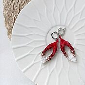 Украшения handmade. Livemaster - original item Earrings Classic Leaves Red White Gradient buy. Handmade.