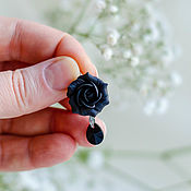 Украшения handmade. Livemaster - original item Pendant with a black rose and a drop of Swarovski handmade. Handmade.
