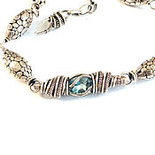 Украшения handmade. Livemaster - original item Silver bracelet with blue Sea topaz (wire wrap). Handmade.