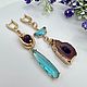 Серьги с друзой агата. Асимметрия. Серьги классические. Elena Moonlight Jewelry. Ярмарка Мастеров.  Фото №5