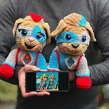 Куклы и игрушки ручной работы. Ярмарка Мастеров - ручная работа Игрушка Щенячий Патруль/Щенки близнецы гонщики из мультфильма на заказ. Handmade.