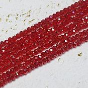 Материалы для творчества handmade. Livemaster - original item Faceted beads 3/2 mm Red Rainbow 80 pcs. Handmade.