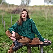 Одежда handmade. Livemaster - original item Dark green sweater women size oversize handmade to order. Handmade.