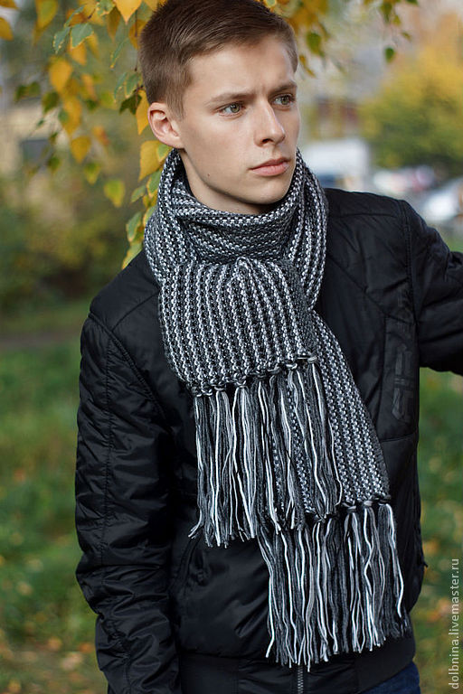 Вязаный шарф для мужчины спицами