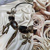 Колье и сережки "Белая лилия" с аметистом и жемчугом