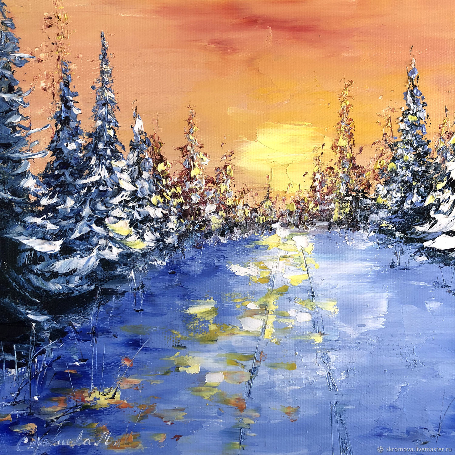 Зимний пейзаж маслом Евгения Антонова