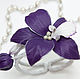 A leather bracelet Orchid. Decoration leather, Bead bracelet, Bobruisk,  Фото №1