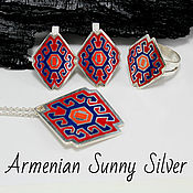 Украшения handmade. Livemaster - original item Ring, earrings and pendant Armenian Carpet made of 925 sterling silver with enamel. Handmade.