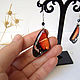 Transparent Earrings Butterfly Wings Orange and Black. Earrings. WonderLand. My Livemaster. Фото №4