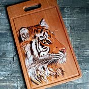 Для дома и интерьера handmade. Livemaster - original item cutting Board. Tiger. Handmade.