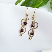 Украшения handmade. Livemaster - original item Lace earrings with natural garnet, frivolite earrings. Handmade.