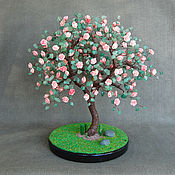 Дерево из розового кварца и пренита "С любовью к Вам..."