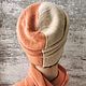 Вязаный комплект- шарф и шапочка-бини из шерсти " Персик". Шарфы. Марина (Knitted Comfort). Ярмарка Мастеров.  Фото №5