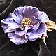 Leather flowers. Decoration brooch barrette VIOLET MAGIC purple color. Brooches. Irina Vladi. My Livemaster. Фото №4
