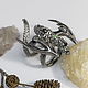 Silver ring in the shape of a Terrax dragon with emeralds, Rings, Moscow,  Фото №1