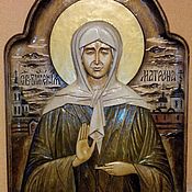 Картины и панно handmade. Livemaster - original item Icon from the tree.St. Blessed Matrona of Moscow,she cry. Handmade.