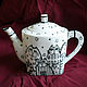 Monochrome cat teapot. Teapots & Kettles. RognedaCraft - gifts with soul. Online shopping on My Livemaster.  Фото №2