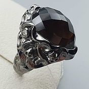 Украшения handmade. Livemaster - original item Silver ring with rauchtopaz 21h17,5.  mm and cubic zirconia. Handmade.