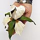 Брошь из натуральной кожи: цветок ирис Белый парус. Брошь-булавка. Кожаные затеи (Evgenia). Ярмарка Мастеров.  Фото №5