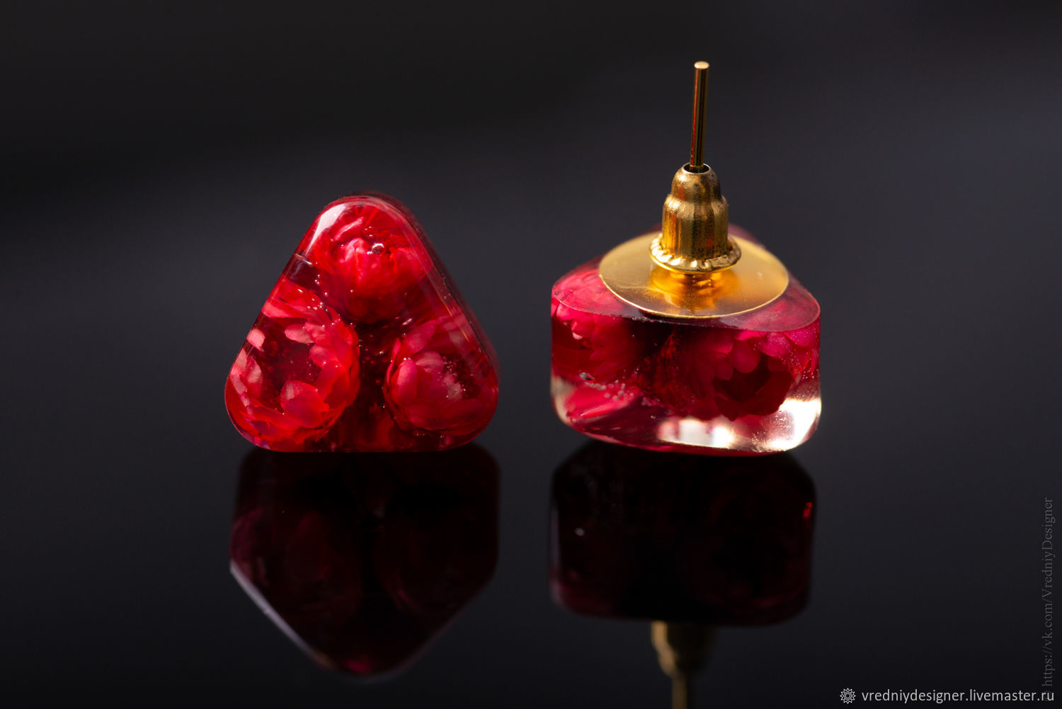 Серьги-пусеты: \" Цветы огня\" в интернет-магазине Ярмарка Мастеров по ...