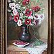 Oil painting still life of Hollyhocks with raspberries rustic. Pictures. Ирина Димчева. My Livemaster. Фото №4