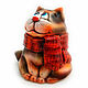 Order Ceramic figurine 'Cat in a scarf'. aboka. Livemaster. . Figurines Фото №3