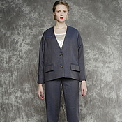 Одежда handmade. Livemaster - original item The women`s business pant suit linen blue herringbone. Handmade.