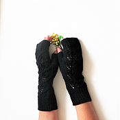 Аксессуары handmade. Livemaster - original item Black fishnet fingerless gloves. Handmade.