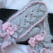 Copy of the work Gloves with double ruffle gray with purple