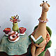 If the giraffes were drinking tea. Stuffed Toys. smile in clay. Online shopping on My Livemaster.  Фото №2