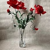 Интерьерная композиция "Розы и ранункулюсы в вазе"
