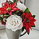Зимний букет из холодного фарфора в чашке. Композиции. Alena_clayFlowers. Ярмарка Мастеров.  Фото №5