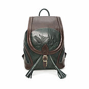 Сумки и аксессуары handmade. Livemaster - original item Backpacks: Backpack Women`s Leather Brown Green Stasia Mod. R. 50-632. Handmade.