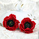 Clips red Poppies,Oriental poppies,polymer clay.Earrings with poppies. Clip on earrings. Magicflowers  from Polymer clay. Online shopping on My Livemaster.  Фото №2