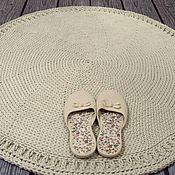 Для дома и интерьера handmade. Livemaster - original item Carpets: Light Grey Round Pigtail Bath Mat. Handmade.