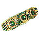 Barrette with Swarovski crystals in Green and gold, Hairpins, Rostov-on-Don,  Фото №1