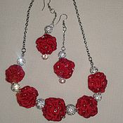 Украшения handmade. Livemaster - original item Textile set, Necklace and earrings 
