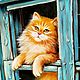 Картина Рыжий кот маслом портрет кота. Картины. Ольга Гончарова Картины счастья. Ярмарка Мастеров.  Фото №6